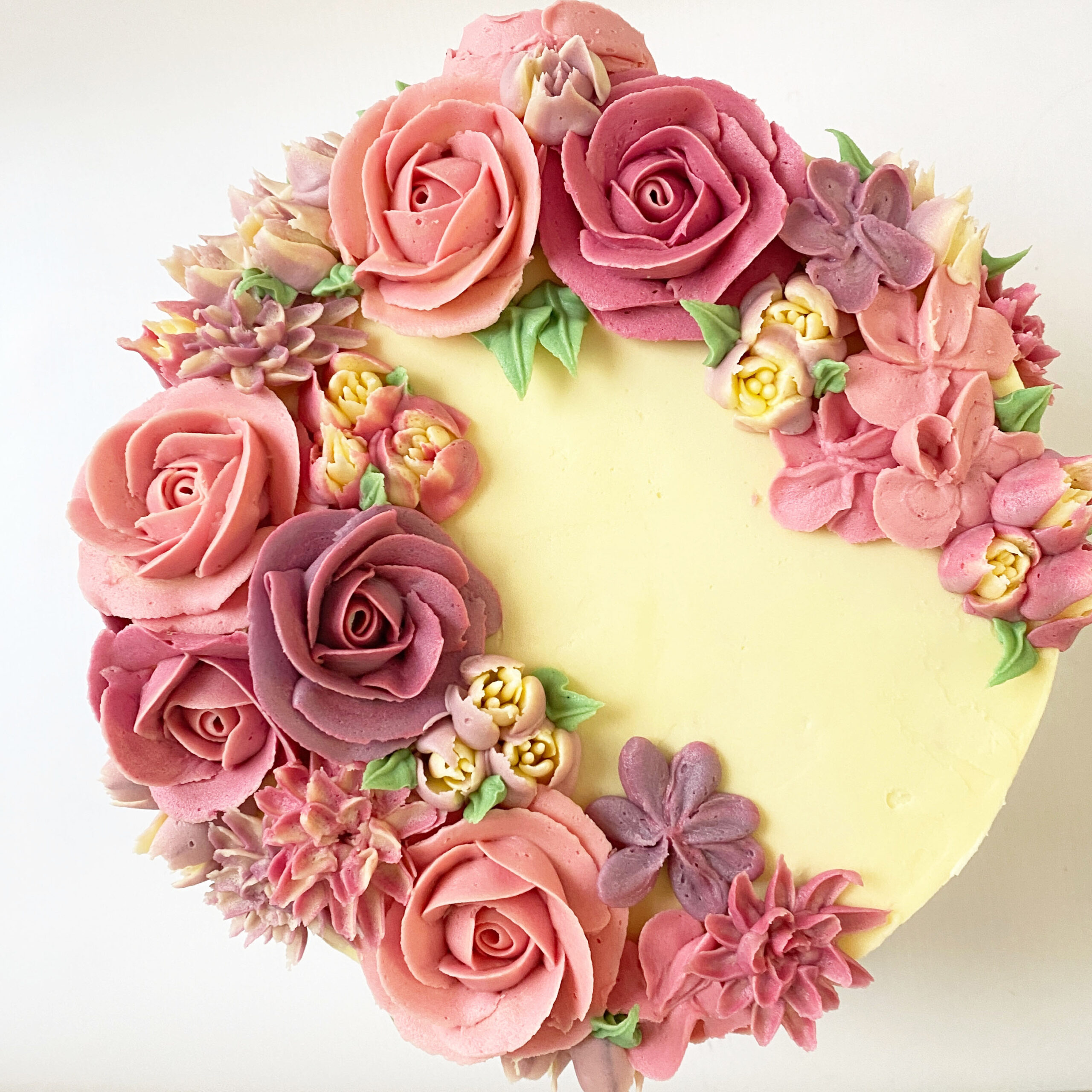 Pastel Pink Buttercream Floral Cake