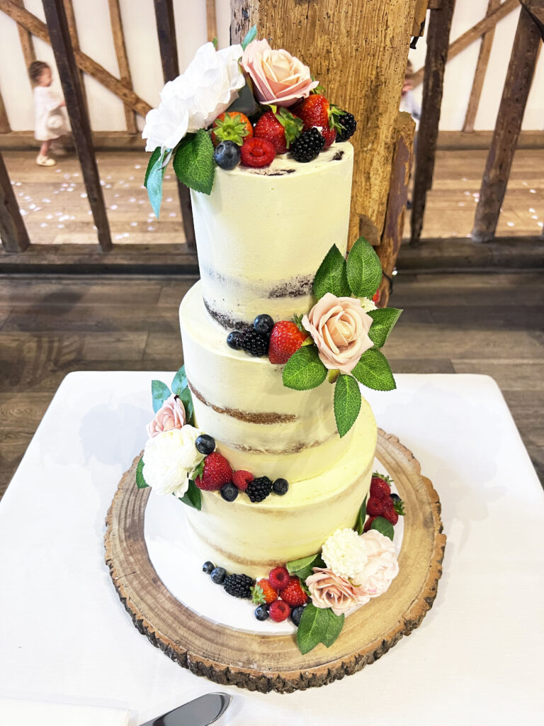 semi naked fresh fruit wedding cake tewinbury farm