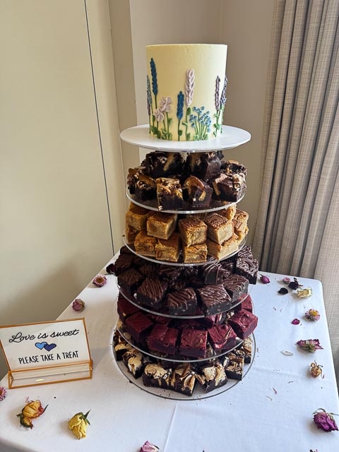 Brownie dessert tower for a wedding at Aldwickbury Park Golf Club in Harpenden